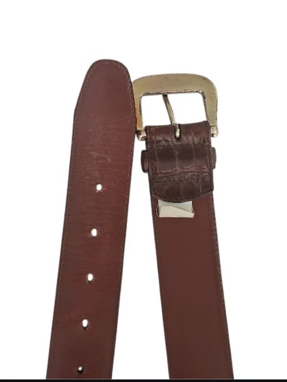 Vintage GAP Genuine Leather Belt Brown Croc Embossed Size 28 Y2K Made in Taiwan